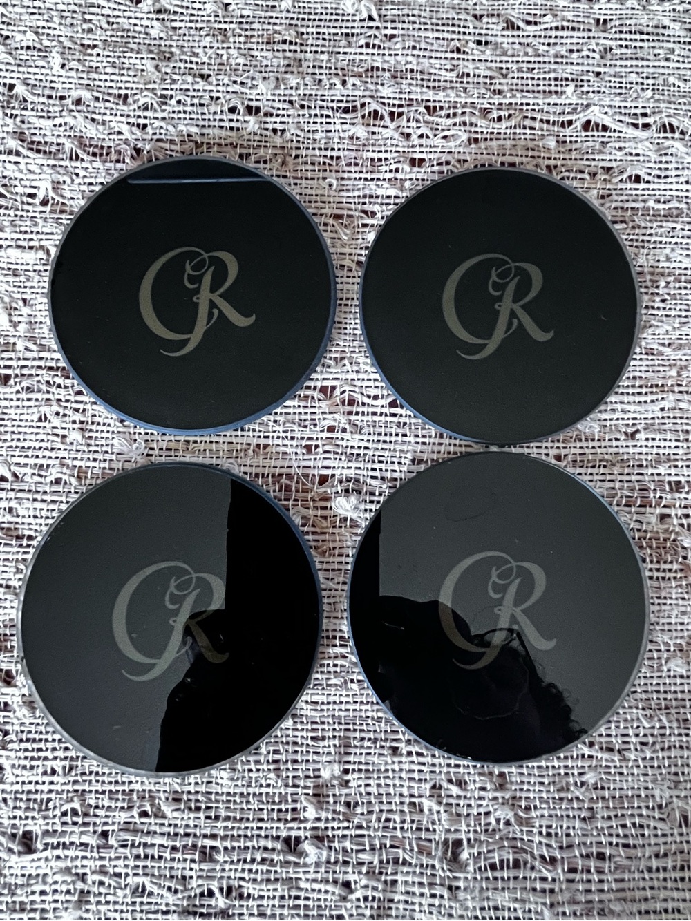 Set of 4 Crown Royal Glass Coasters - Black